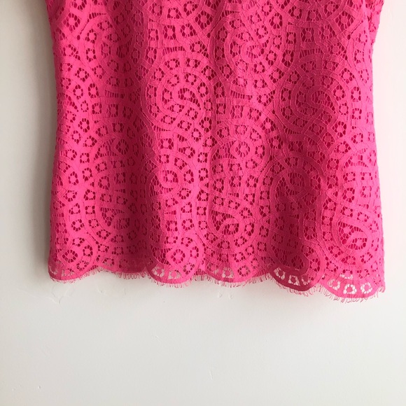 J. CREW Womens Pink Lined Lace Scalloped Cap Sleeve Round Neck Blouse Top Sz 00 - Picture 4 of 8